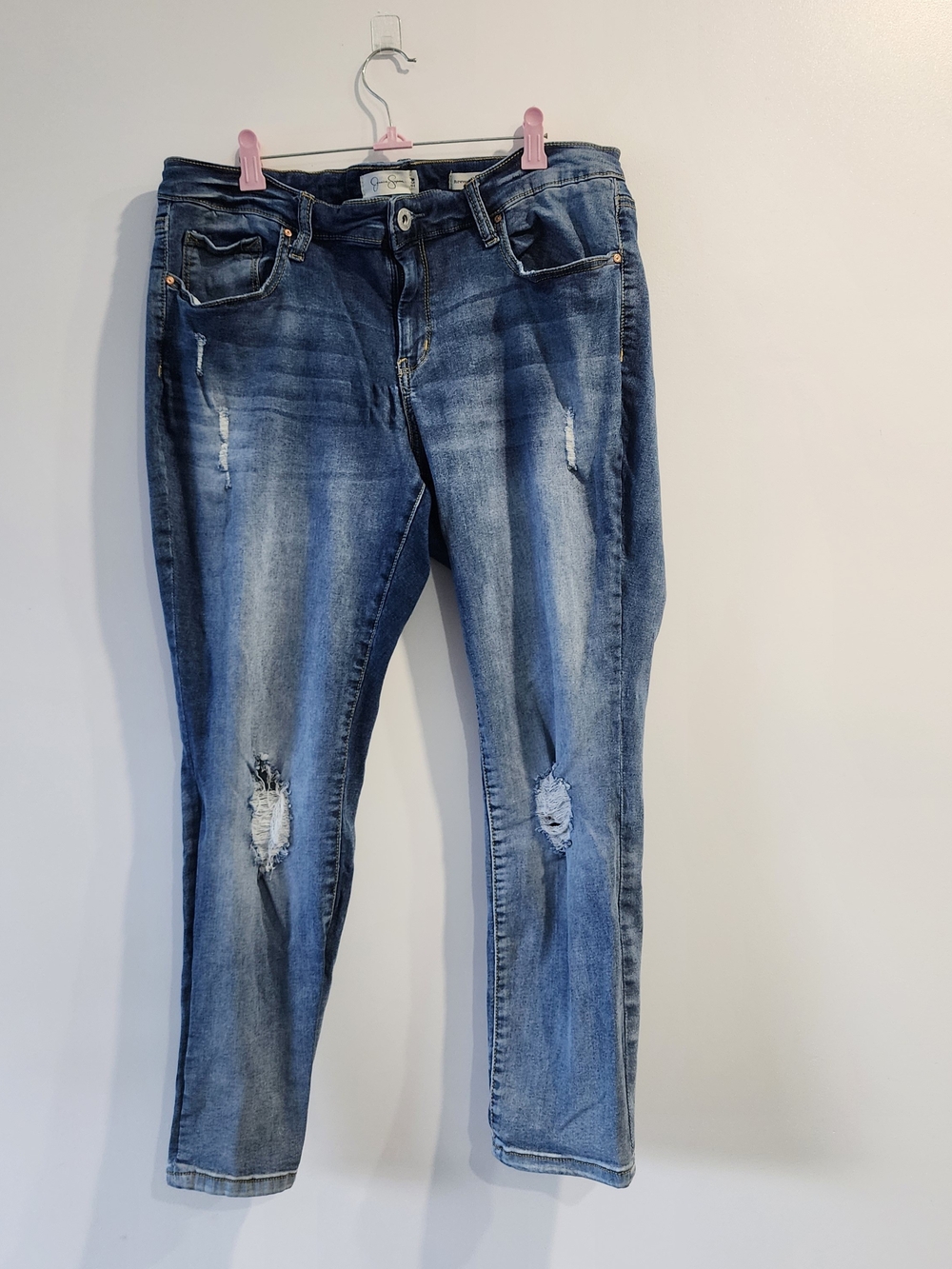 Jessica Simpson Jeans Women 16W Blue Distressed Ankle Casual Distressed Denim